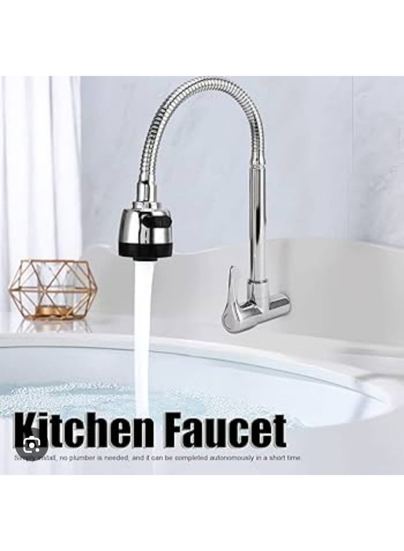 حنفية مطبخ مرنة 360 درجة برأس رشاش مزدوج – تصميم ستانلس ستيل مقاوم للصدأ للاستخدام اليومي - Image 5